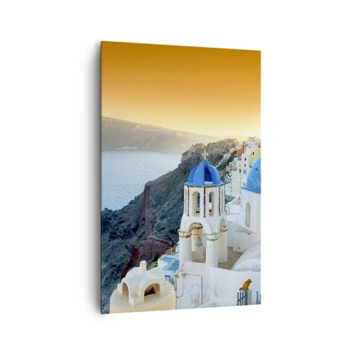 Vászonkép - Santorini – rásimulva a sziklákra - 80x120 cm