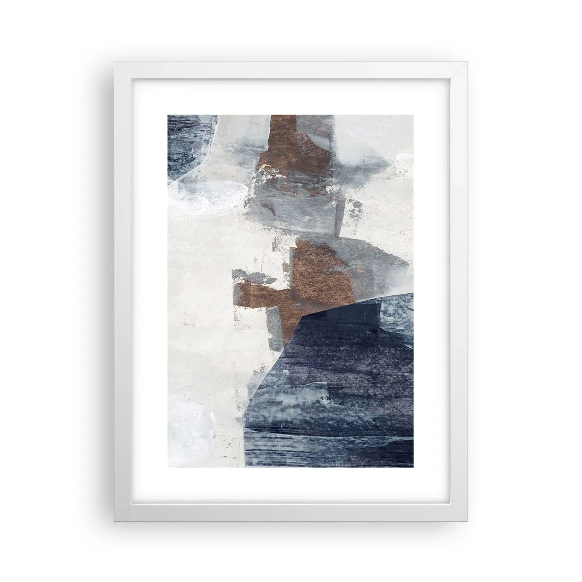 Poszter fekete keretben - Kékes barna formák - 30x40 cm