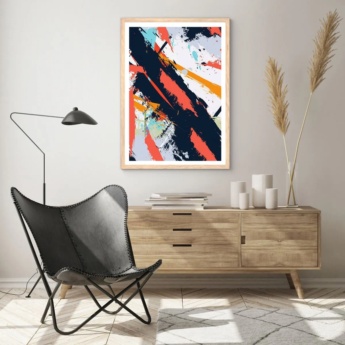 Poszter világos tölgy keretben - Dinamikus kompozíció - 70x100 cm