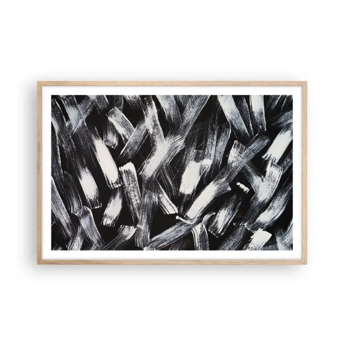 Poszter világos tölgy keretben - Absztrakció az ipari szellemben - 91x61 cm