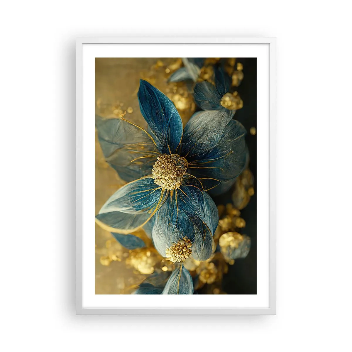 Poszter fekete keretben - Aranyló virág - 50x70 cm