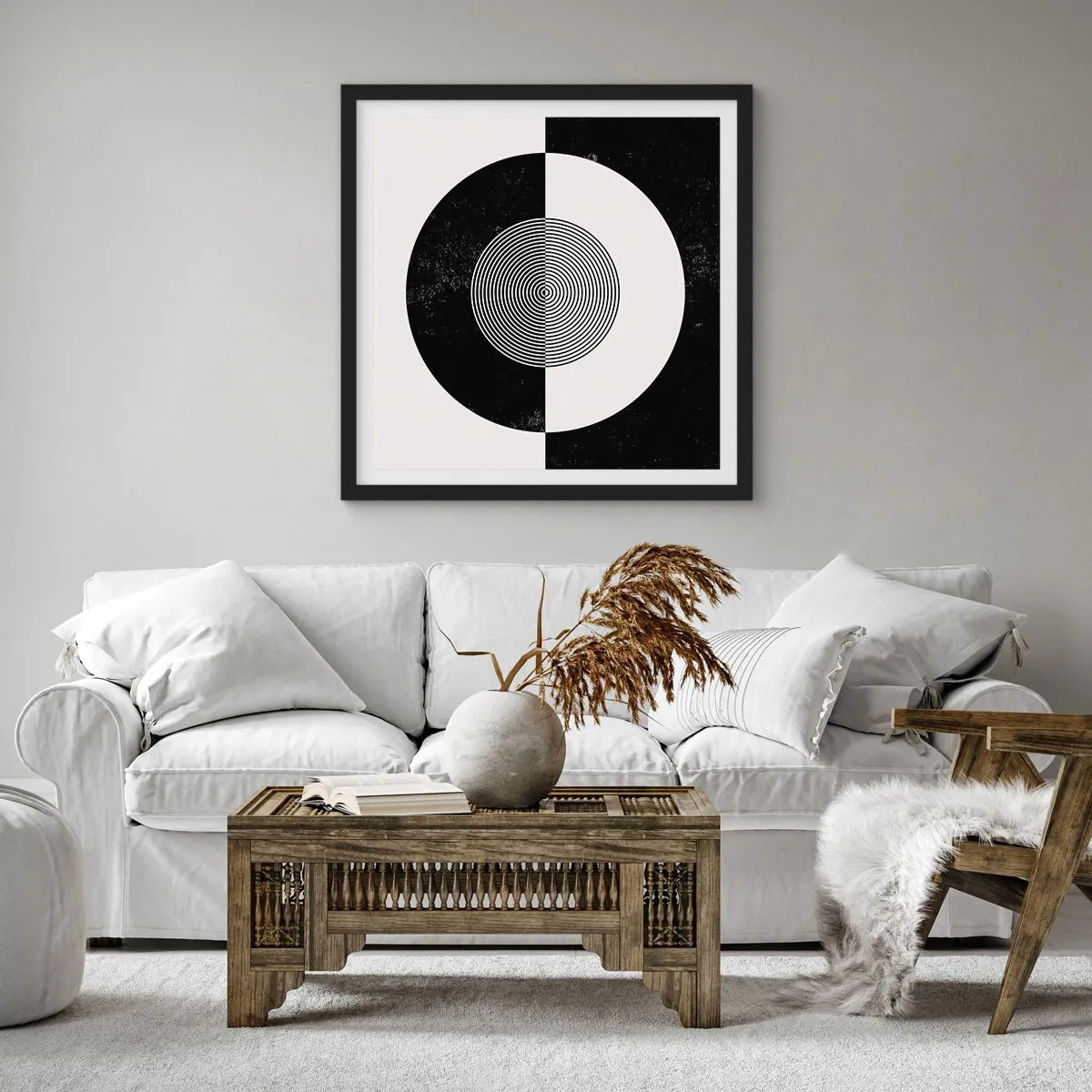 Poszter fehér keretben - Harmónia fekete-fehérben - 60x60 cm