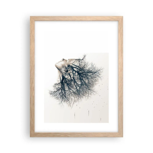 Poszter világos tölgy keretben - Hallgatva a fa suttogását - 30x40 cm