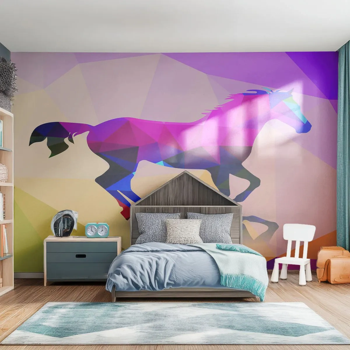 Fotótapéta Standard Eco - A kubizmus még él - Állatok, Ló, Geometriai ábra - 200x140 cm