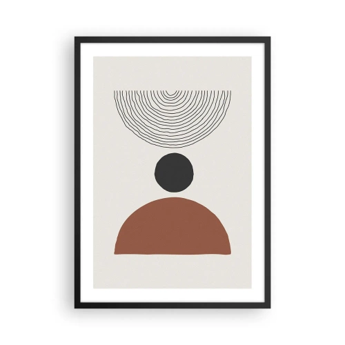 Poszter fehér keretben - Geometrikus motívum félkörrel és vonalakkal világos háttéren - 50x70cm - A figyelem középpontjában - Modern fali dekoráció nappalihoz és hálószobához ARTTOR