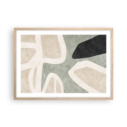 Poszter világos tölgy keretben - Kompozíció fekete témával - 70x50 cm