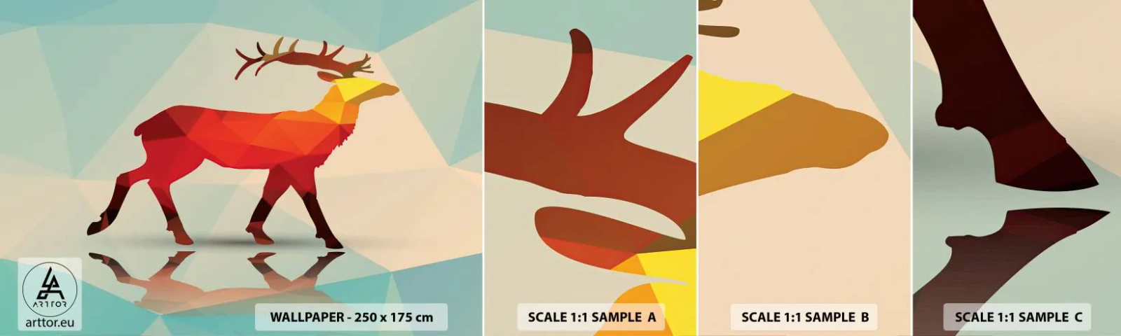 Fotótapéta Minta Öntapadós Deluxe Sticker - Geometrikus szarvas - Állatok, Szarvas, Geometriai ábra - 100x30 cm