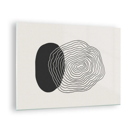 Üveg kép - Absztrakt minta fekete-fehér oválisokkal és vonalakkal - 70x50cm - Létezés és rángatózás - Modern fali dekoráció nappalihoz és hálószobához ARTTOR