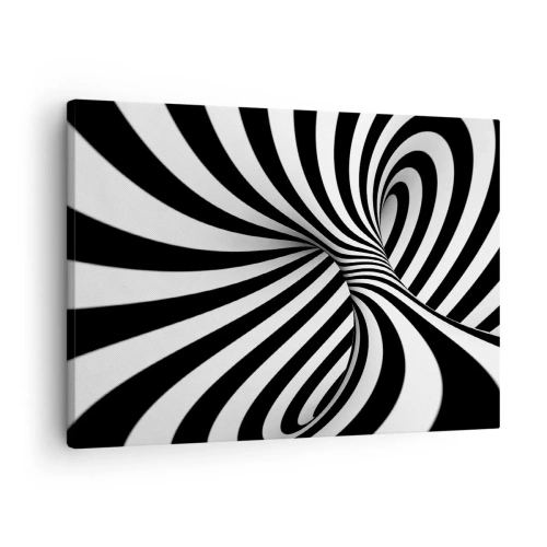 Vászonkép - Absztrakt alagút fekete-fehér spirális csíkokkal - 70x50cm - Összetétel: táncoló tér - Modern fali dekoráció nappalihoz és hálószobához ARTTOR