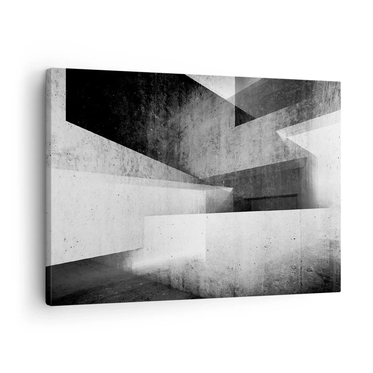Vászonkép - Geometriai alakzatok monokróm kompozícióban - 70x50cm - A tér szerkezete - Modern fali dekoráció nappalihoz és hálószobához ARTTOR