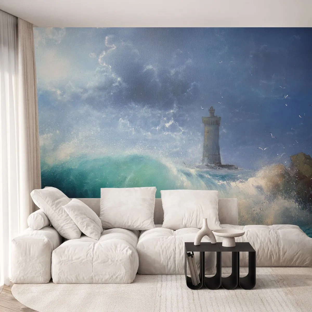 Fotótapéta Standard Eco - Óvakodva az elemektől - Tájkép, Világítótorony, Vihar - 400x280 cm