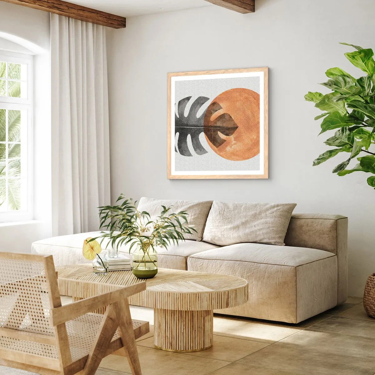 Poszter világos tölgy keretben - Mindig a nap - 60x60 cm