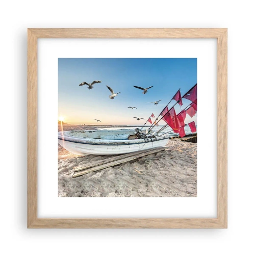 Poszter világos tölgy keretben - Megérdemelt pihenés - 30x30 cm