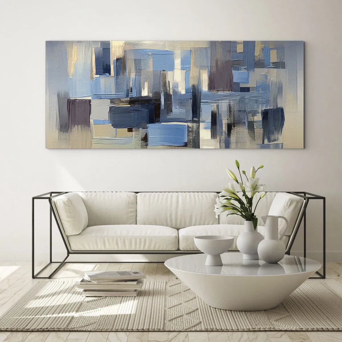 Üveg kép - Kék építmény - 100x40 cm