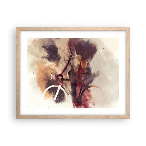 Poszter világos tölgy keretben - Márvány formájú kerékpáros lélek - 50x40 cm