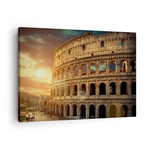 Vászonkép - A római Colosseum naplementekor - 70x50cm - Kolosszális benyomás - Modern fali dekoráció nappalihoz és hálószobához ARTTOR