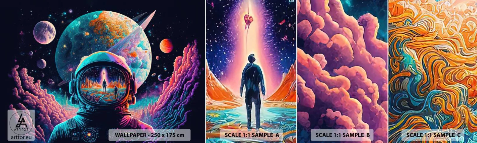 Fotótapéta Minta Standard Eco - A filozófusok sosem álmodtak erről - Űrhajós, Futurisztikus, Világegyetem - 100x30 cm