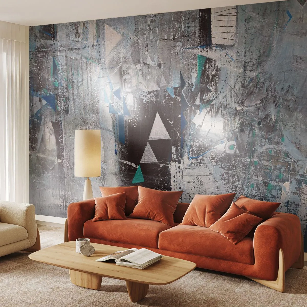 Öntapadós Fotótapéta Deluxe Sticker - A háromszögek felülíró sorrendje - Absztrakció, Darab, Modern minta - 450x315 cm