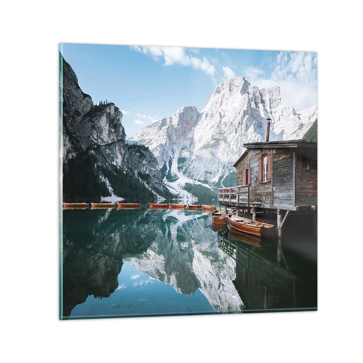 Üveg kép - Kristályos hegyi reggel - 40x40 cm