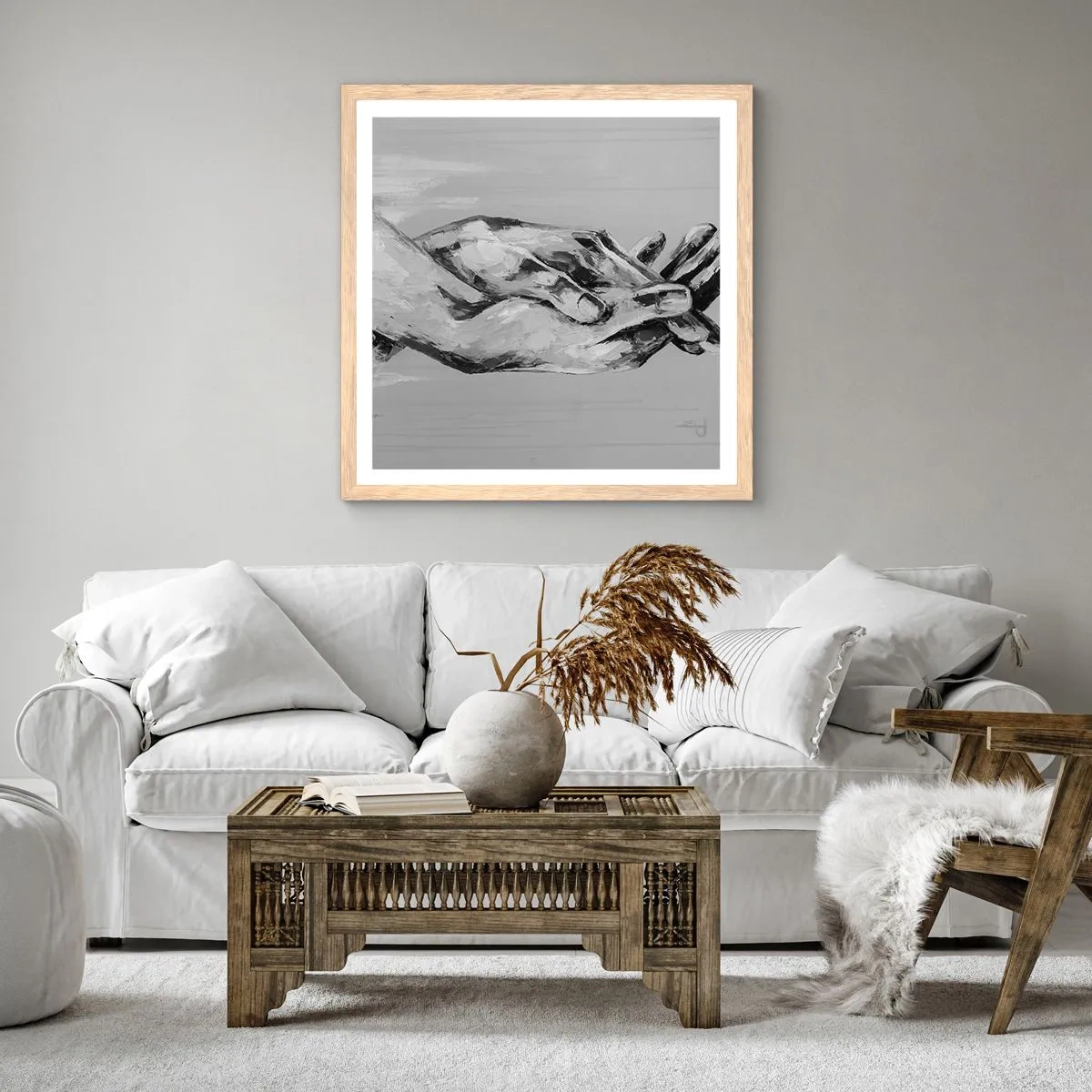 Poszter világos tölgy keretben - Kezdet… - 40x40 cm