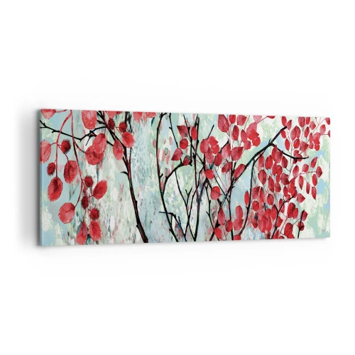 Vászonkép - Fa skarlát színben - 100x40 cm