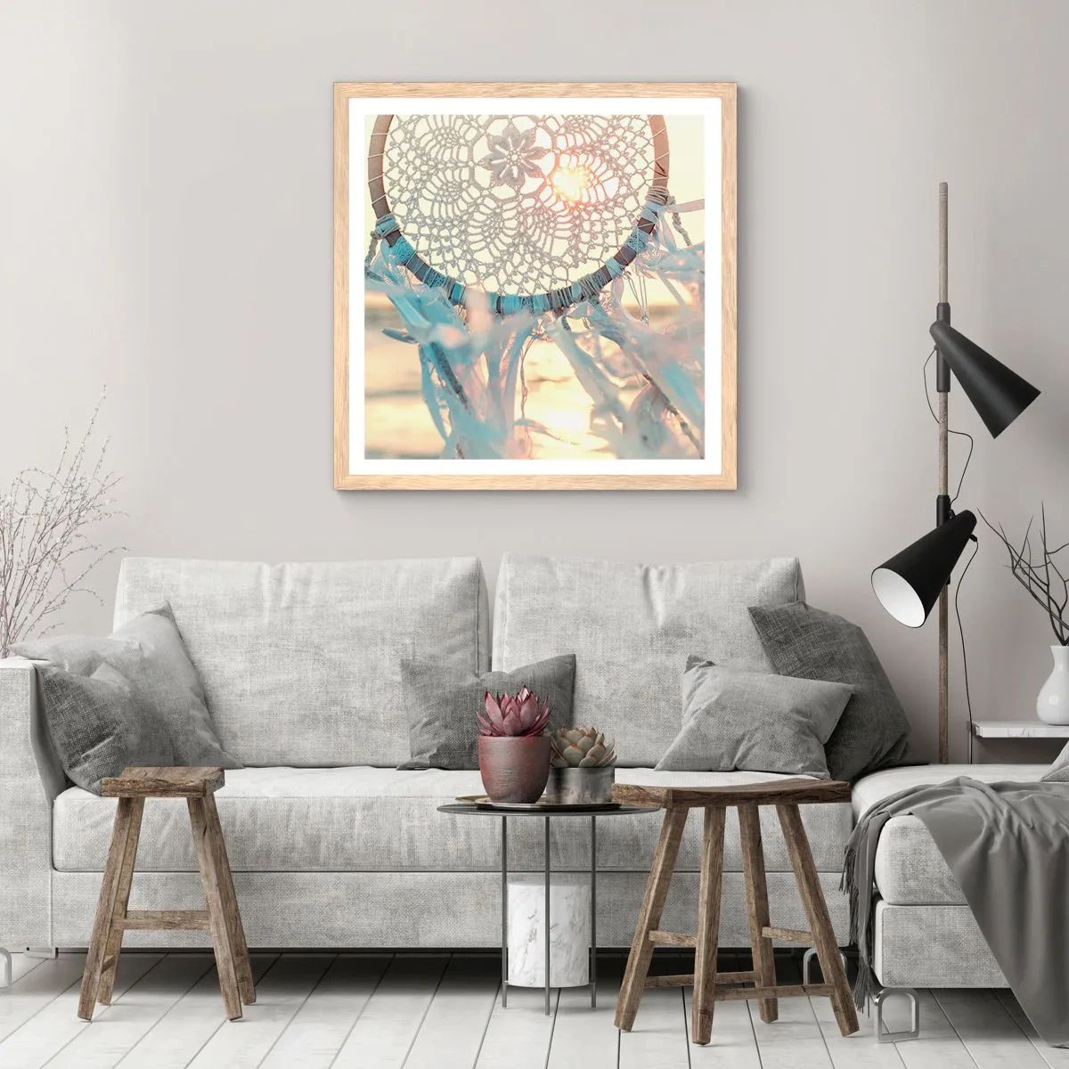 Poszter világos tölgy keretben - Csipkés totem - 60x60 cm