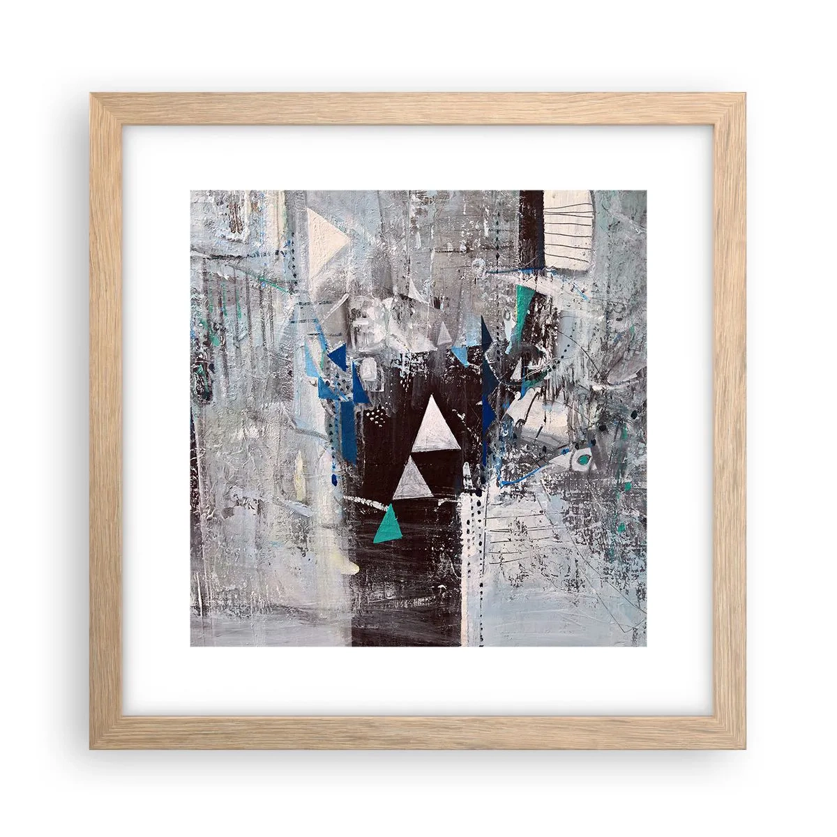 Poszter világos tölgy keretben - A háromszögek felülíró sorrendje - 30x30 cm