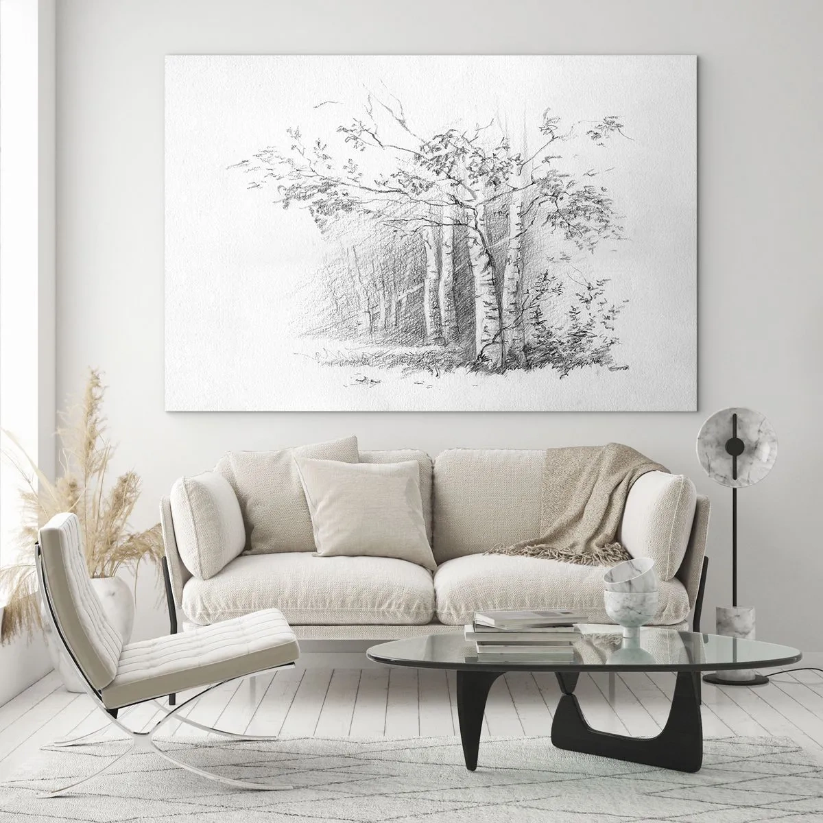 Üveg kép - A nyírerdő fénye - 120x80 cm