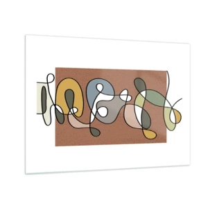 Üveg kép - Színes absztrakció fekete vonallal barna alapon - 70x50cm - Egy mosolyt érdemlő absztrakció - Modern fali dekoráció nappalihoz és hálószobához ARTTOR