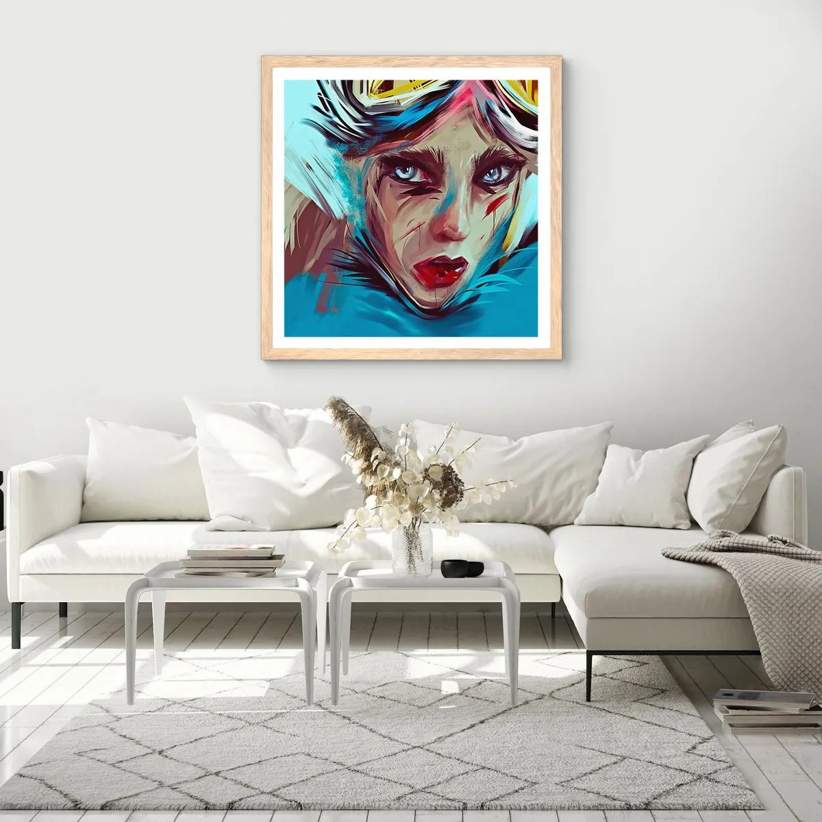 Poszter világos tölgy keretben - Utcai harcos - 60x60 cm