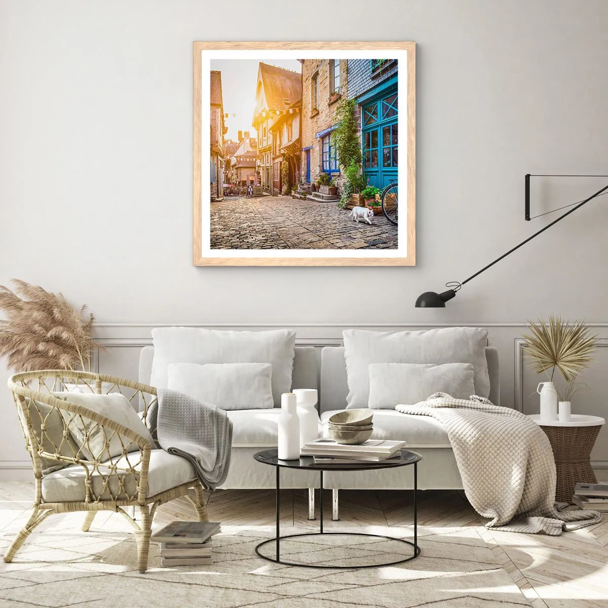 Poszter világos tölgy keretben - A város fehér szelleme - 60x60 cm