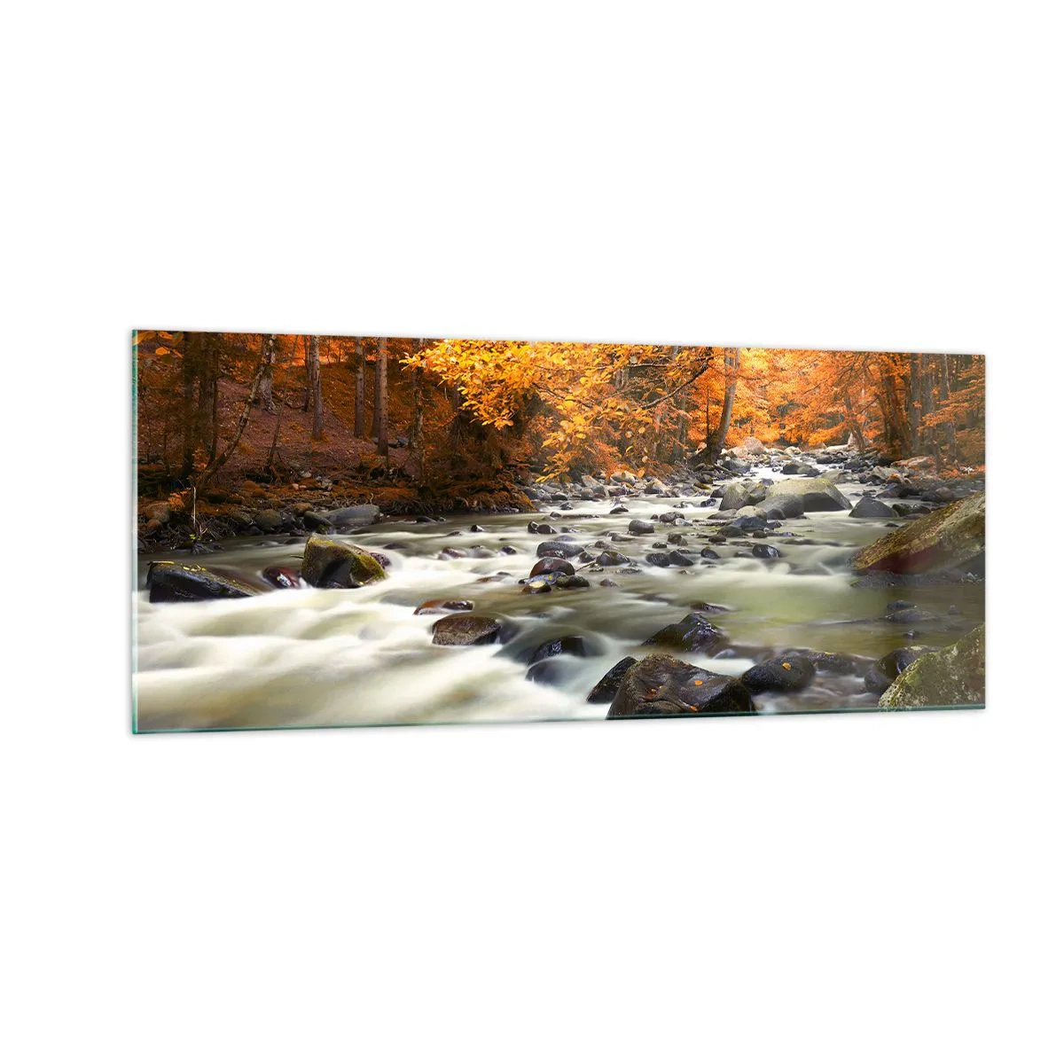 Üveg kép - Egy patak az aranyerdőben - 100x40 cm