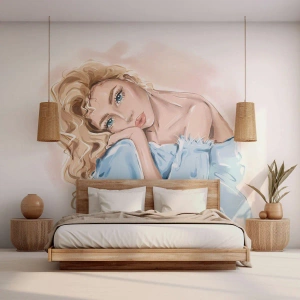 Fotótapéta Premium Canvas - Álmodozó a kékben - Nő, Divat, Grafika - 450x315 cm