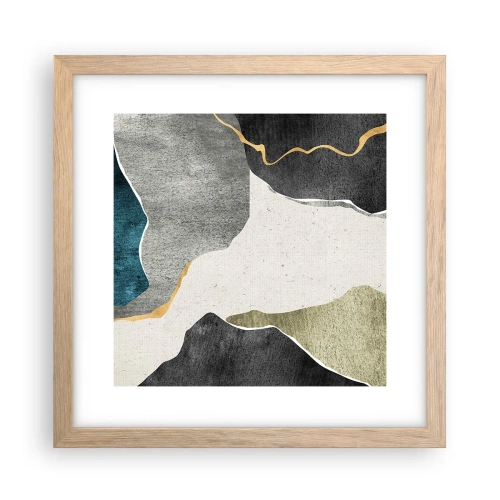 Poszter világos tölgy keretben - Mozaik kompozíció aranyszállal - 30x30 cm