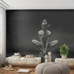 Fotótapéta Premium Canvas - A táncenergia koncentrációja - Táncos, Nő, Fekete és fehér - 250x175 cm