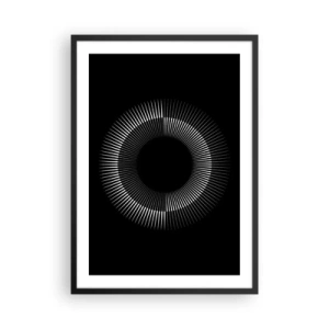 Poszter fehér keretben - Egy világító kör elbűvölő kompozíciója fekete háttéren. - 50x70cm - Fekete Nap - Modern fali dekoráció nappalihoz és hálószobához ARTTOR