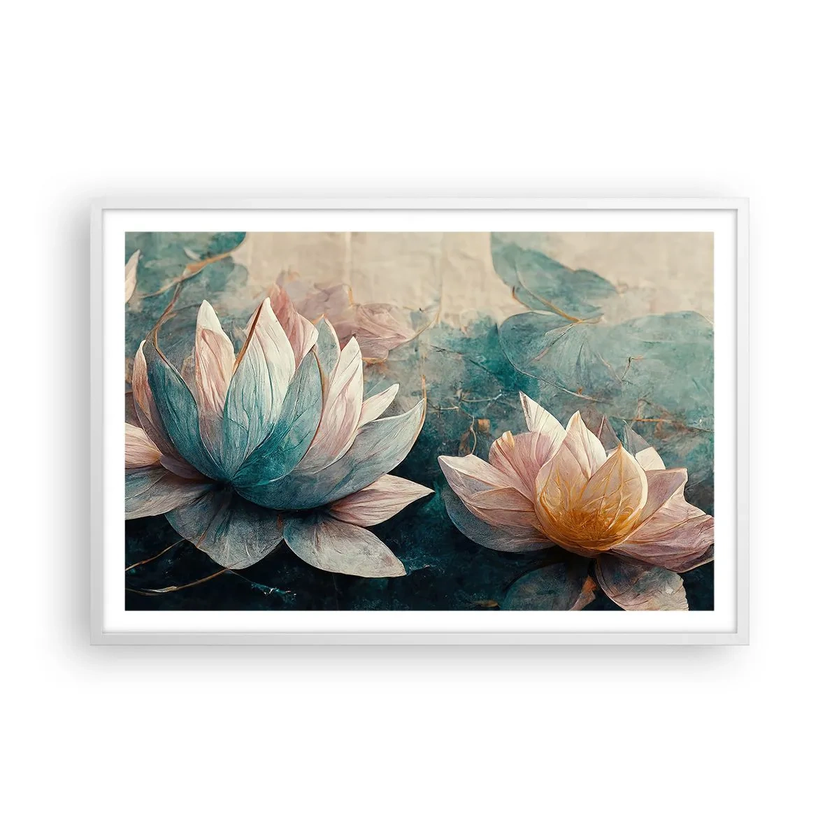 Poszter fekete keretben - Tavi csillagok - 91x61 cm