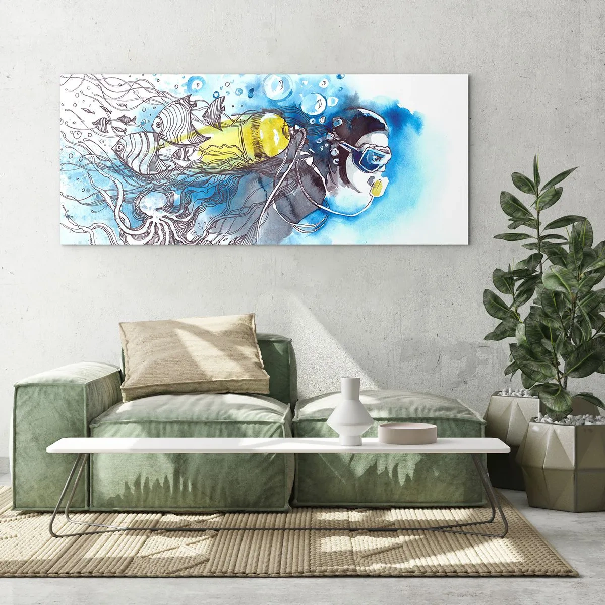 Üveg kép - Nagy kék - 140x50 cm