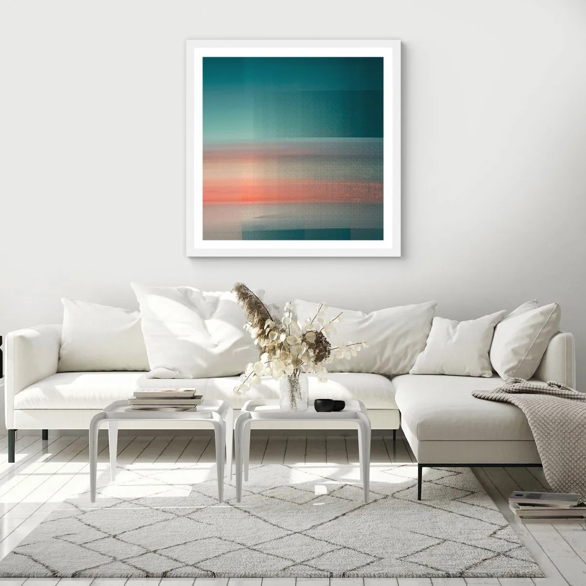 Poszter fekete keretben - Absztrakt: fényhullámok - 50x50 cm