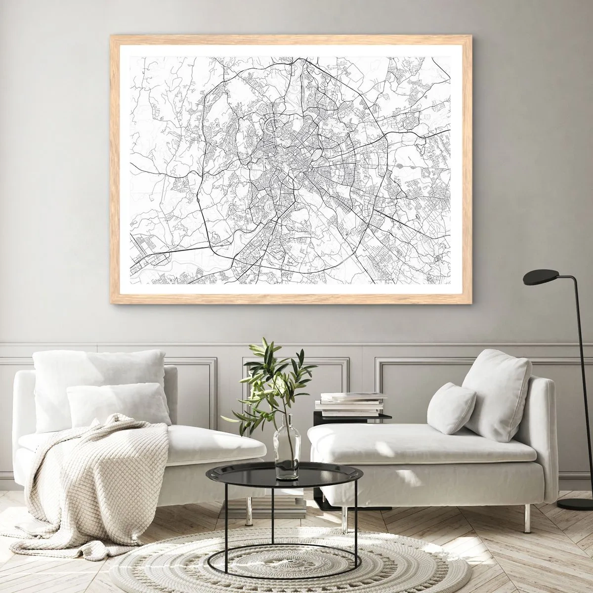 Poszter világos tölgy keretben - Római kör - 70x50 cm