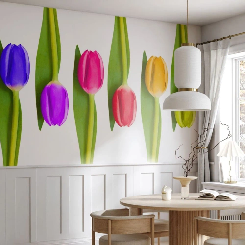 Öntapadós Fotótapéta Deluxe Sticker - Szivárvány kompozíció - Virágok, Tulipánok, Természet - 400x280 cm