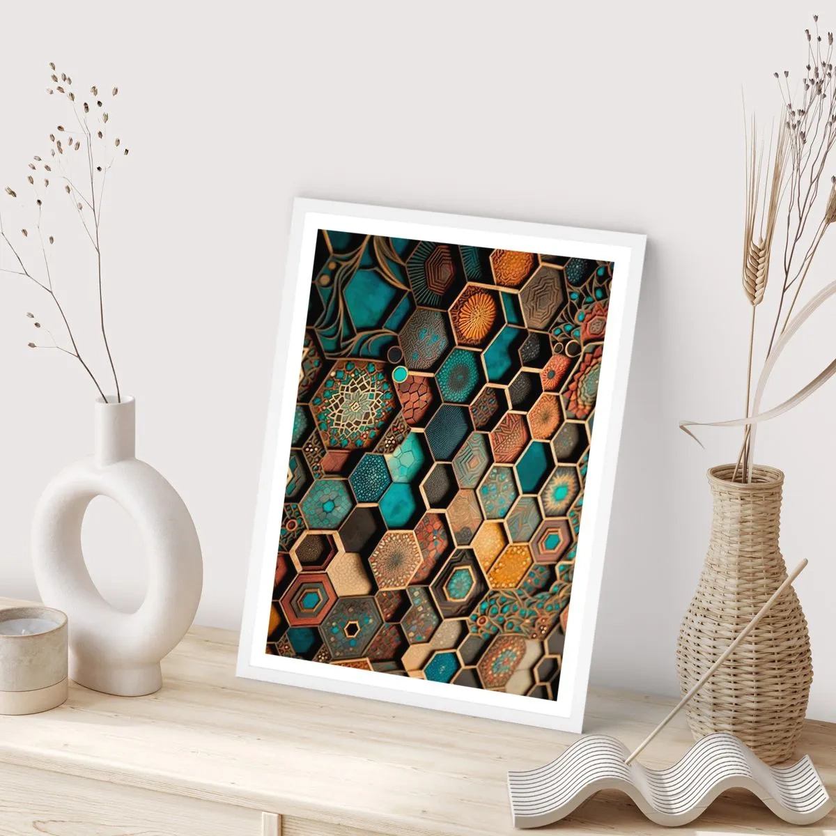 Poszter fekete keretben - Arab ornamentika - egy variáció - 61x91 cm