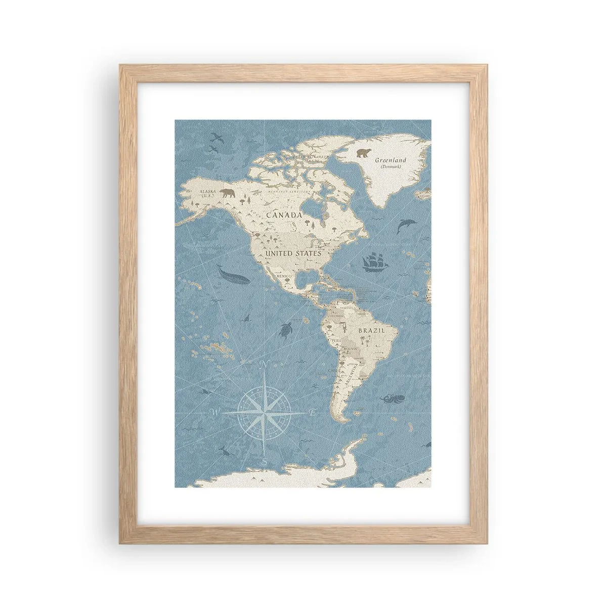 Poszter világos tölgy keretben - Egy világ karnyújtásnyira - 30x40 cm