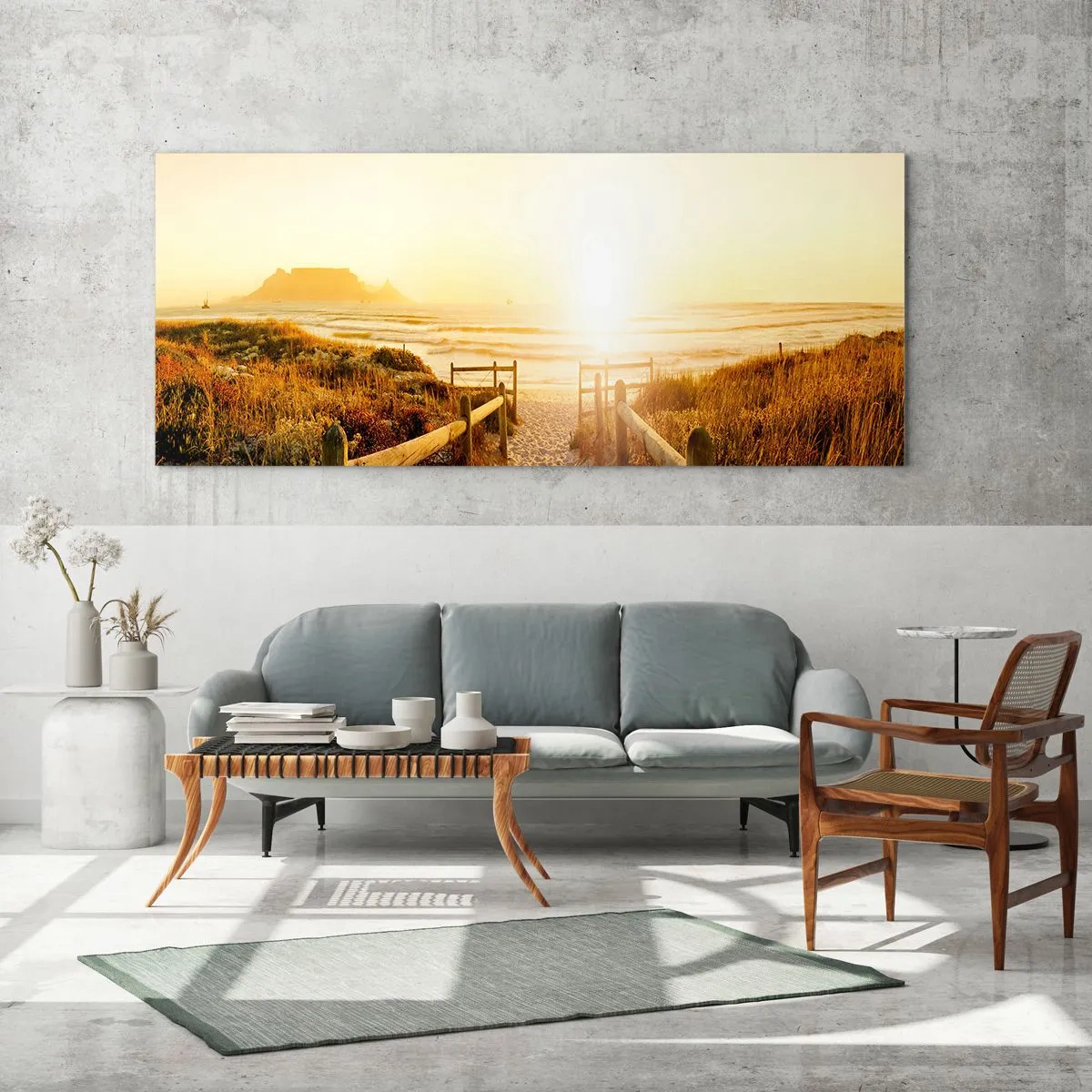 Üveg kép - A dűnén túl, a nap felé - 100x40 cm