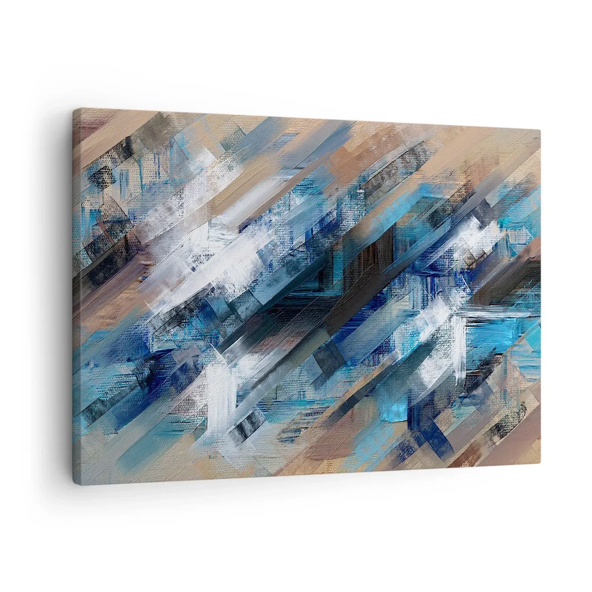 Vászonkép - Absztrakt kompozíció kék átlós vonalakkal - 70x50cm - Kék ferdén - Modern fali dekoráció nappalihoz és hálószobához ARTTOR