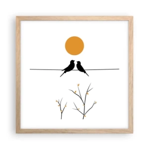 Poszter világos tölgy keretben - Fülemüle este - 40x40 cm