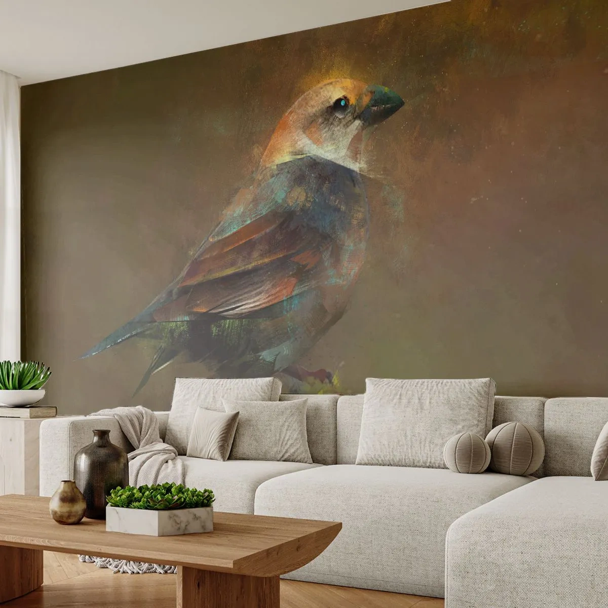 Fotótapéta Premium Canvas - Veréb, egy kismadár - Absztrakció, Madár, Természet - 400x280 cm