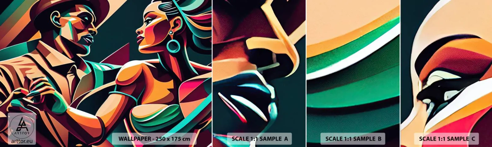 Fotótapéta Minta Standard Eco - A szív ritmusában - Kubizmus, Párosít, Tánc - 100x30 cm