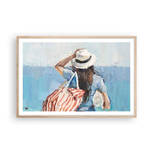 Poszter világos tölgy keretben - Üdvözöljük a nyaraláson - 91x61 cm