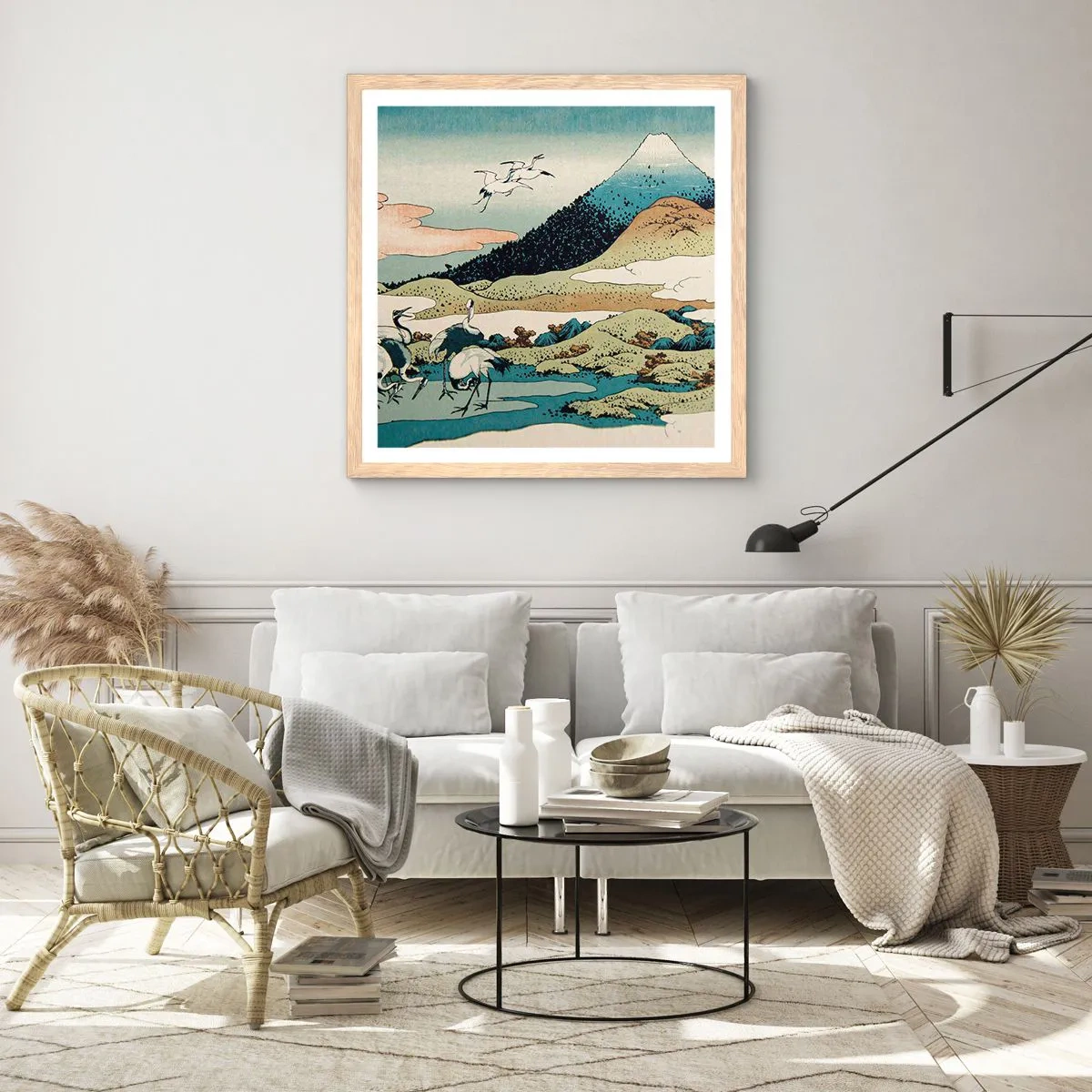 Poszter világos tölgy keretben - Japán lélekben - 60x60 cm